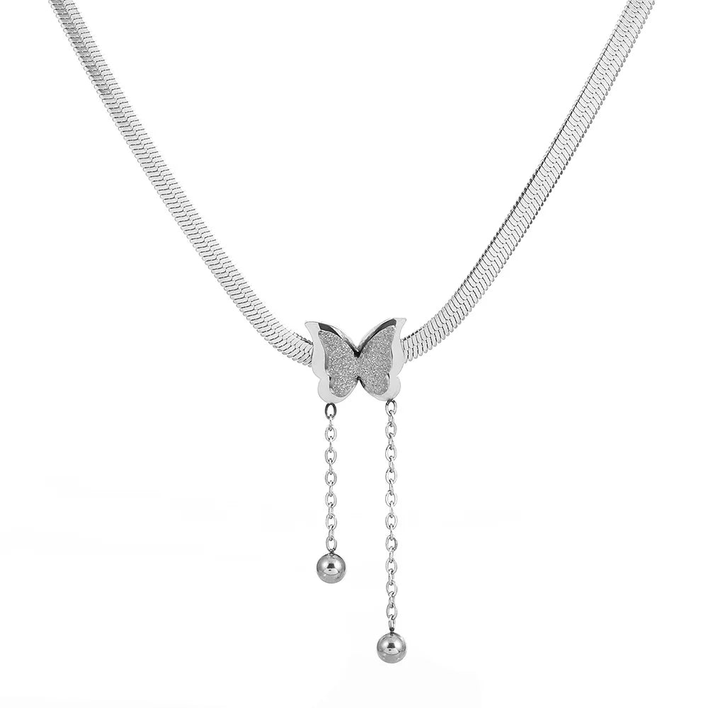 Halo Frosted Butterfly Necklace