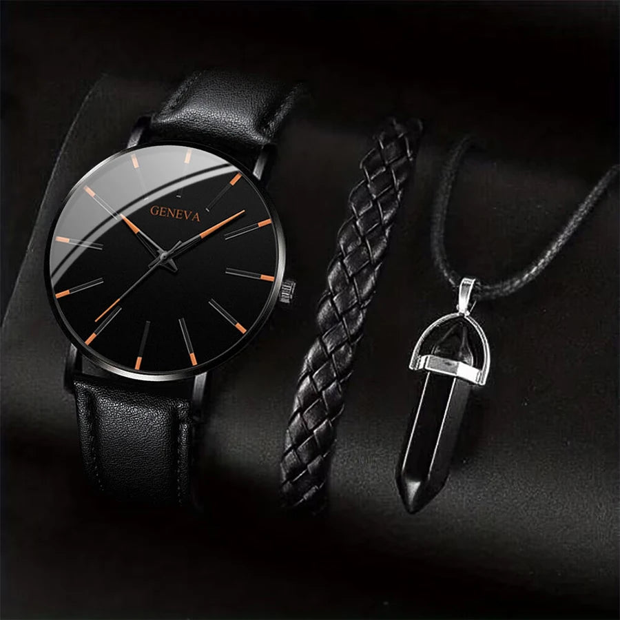 Executive Black Timepiece Set