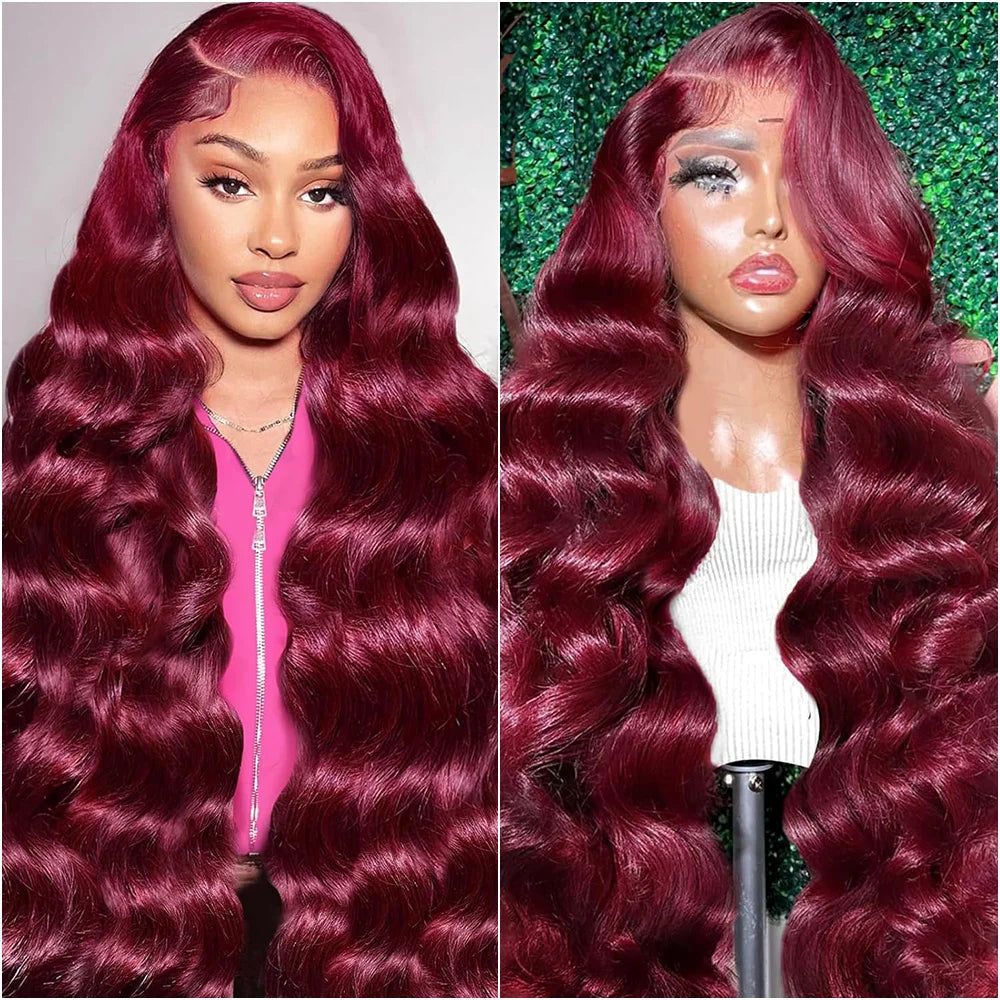 Halo Beauty 13x6 HD Lace Frontal 220 Density 99J Body Wave Wig