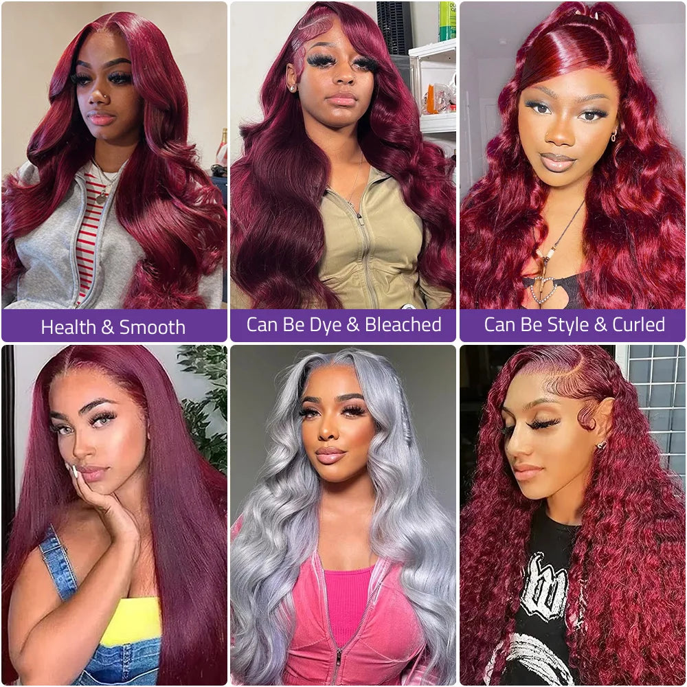 Halo Beauty 13x6 HD Lace Frontal 220 Density 99J Body Wave Wig
