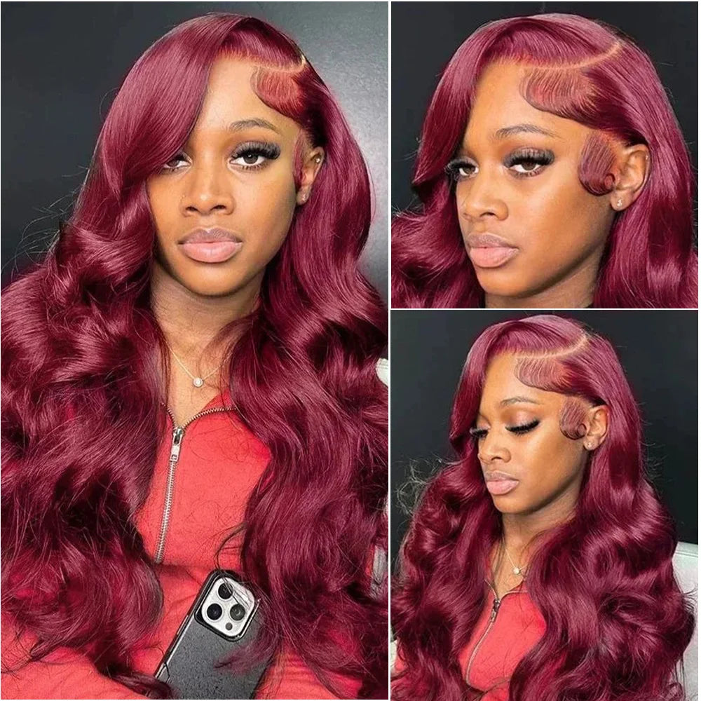 Halo Beauty 13x6 HD Lace Frontal 220 Density 99J Body Wave Wig