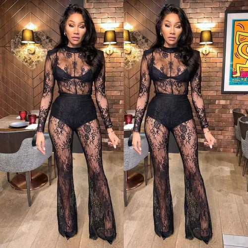 Black Diamond Lace Catsuit