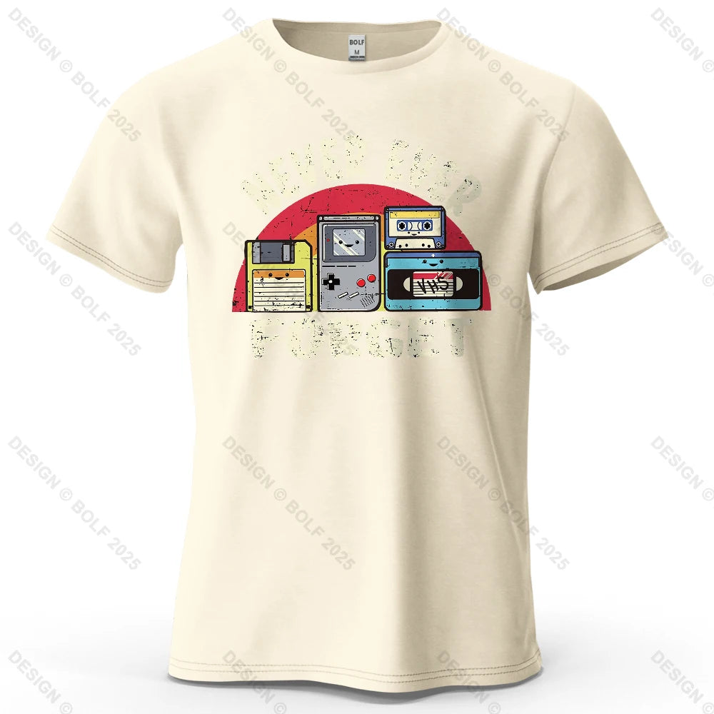 Never Ever Forget Nostalgic Printed Men's T-Shirt 100% Cotton Oversized Vintage Graphic for Women Men Tops Tees Streetwear