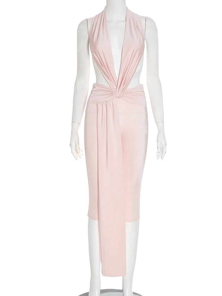 Midnight Temptation Halter Jumpsuit