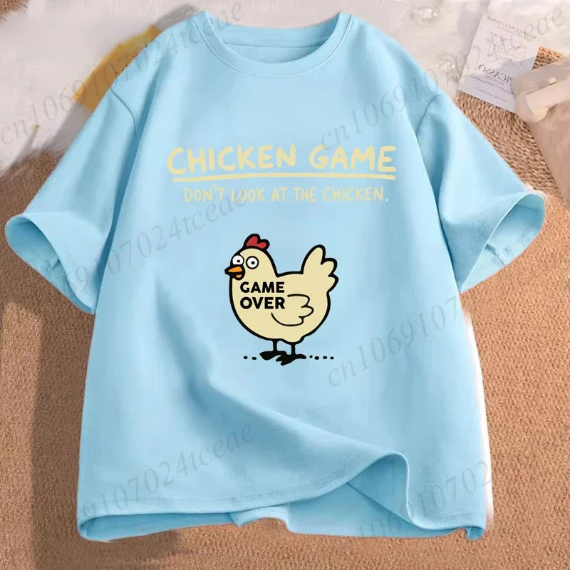 Chicken Game Don't Look At The Chicken Funny Men Tee T-Shirt Printed Graphic T Shirt Tops Fashion Men Women Clothing Ropa Hombre