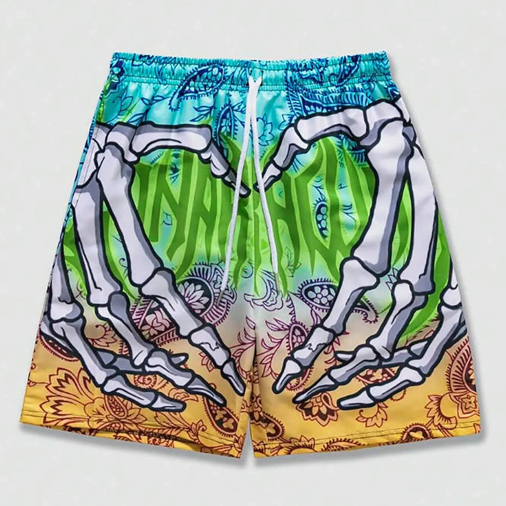Men's summer skeleton shorts plus size casual men's thin sports running shorts men's jogging sportswear fitness sweatpants
