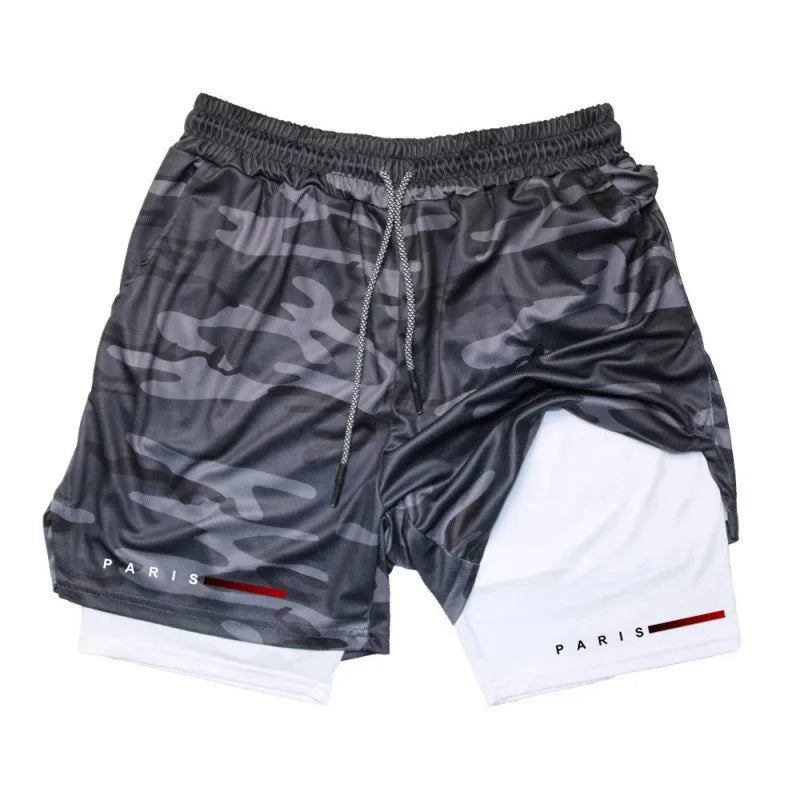 Men Running Shorts 2 in 1 Double-deck Sport Sportswear Gym Fitness Short Pants Training Jogging Bottom Men's Clothing