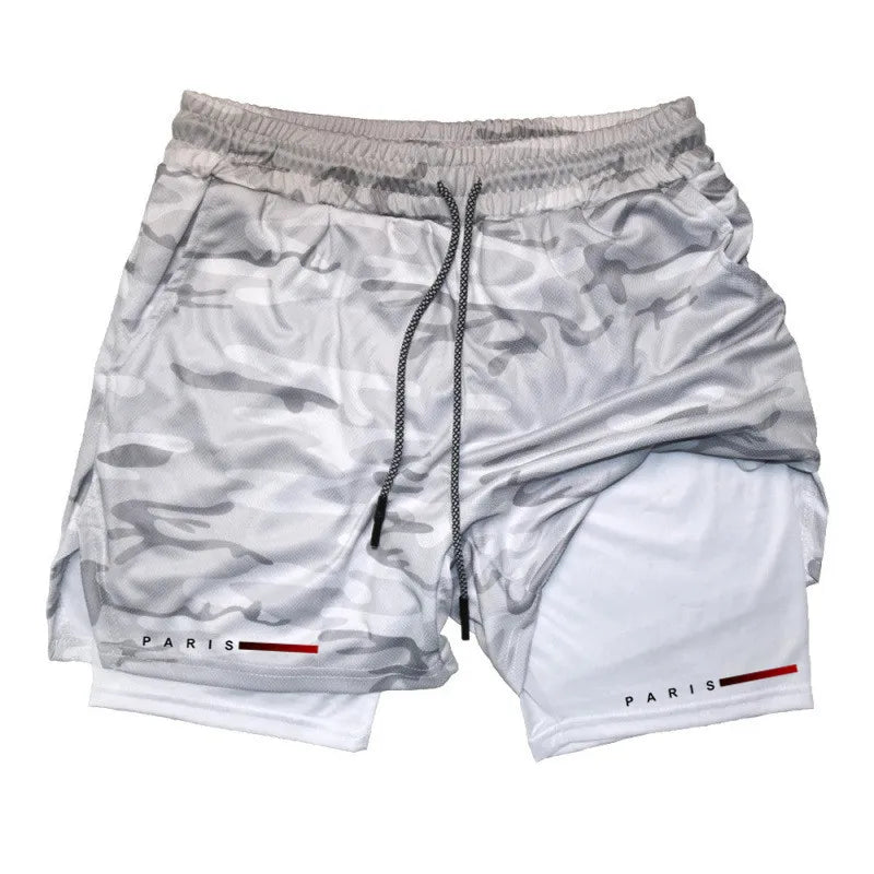Men Running Shorts 2 in 1 Double-deck Sport Sportswear Gym Fitness Short Pants Training Jogging Bottom Men's Clothing