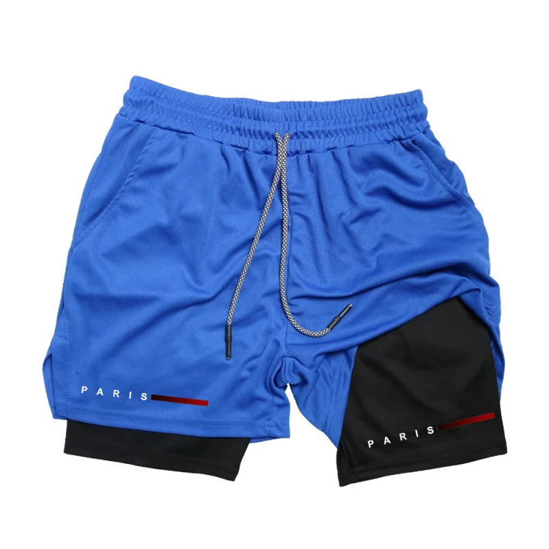 Men Running Shorts 2 in 1 Double-deck Sport Sportswear Gym Fitness Short Pants Training Jogging Bottom Men's Clothing