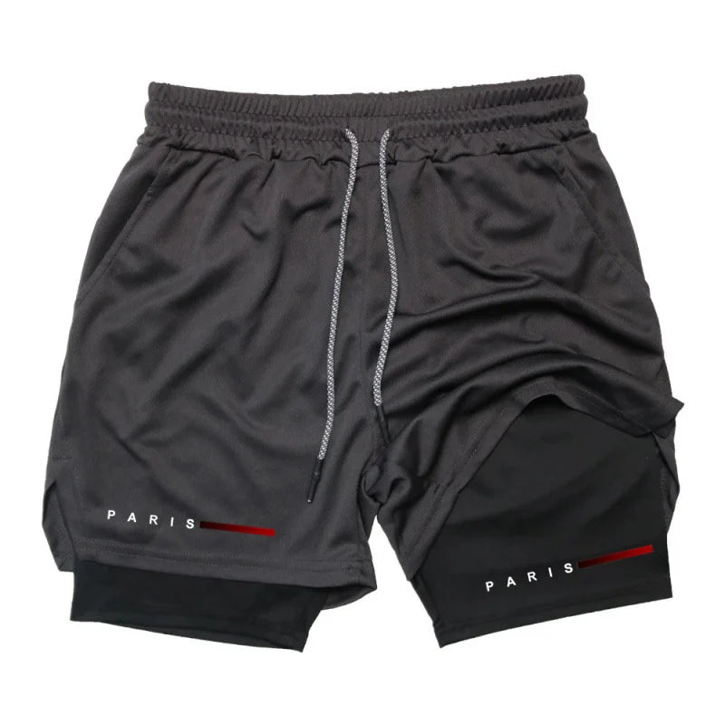 Men Running Shorts 2 in 1 Double-deck Sport Sportswear Gym Fitness Short Pants Training Jogging Bottom Men's Clothing