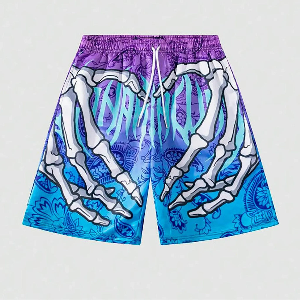 Men's summer skeleton shorts plus size casual men's thin sports running shorts men's jogging sportswear fitness sweatpants