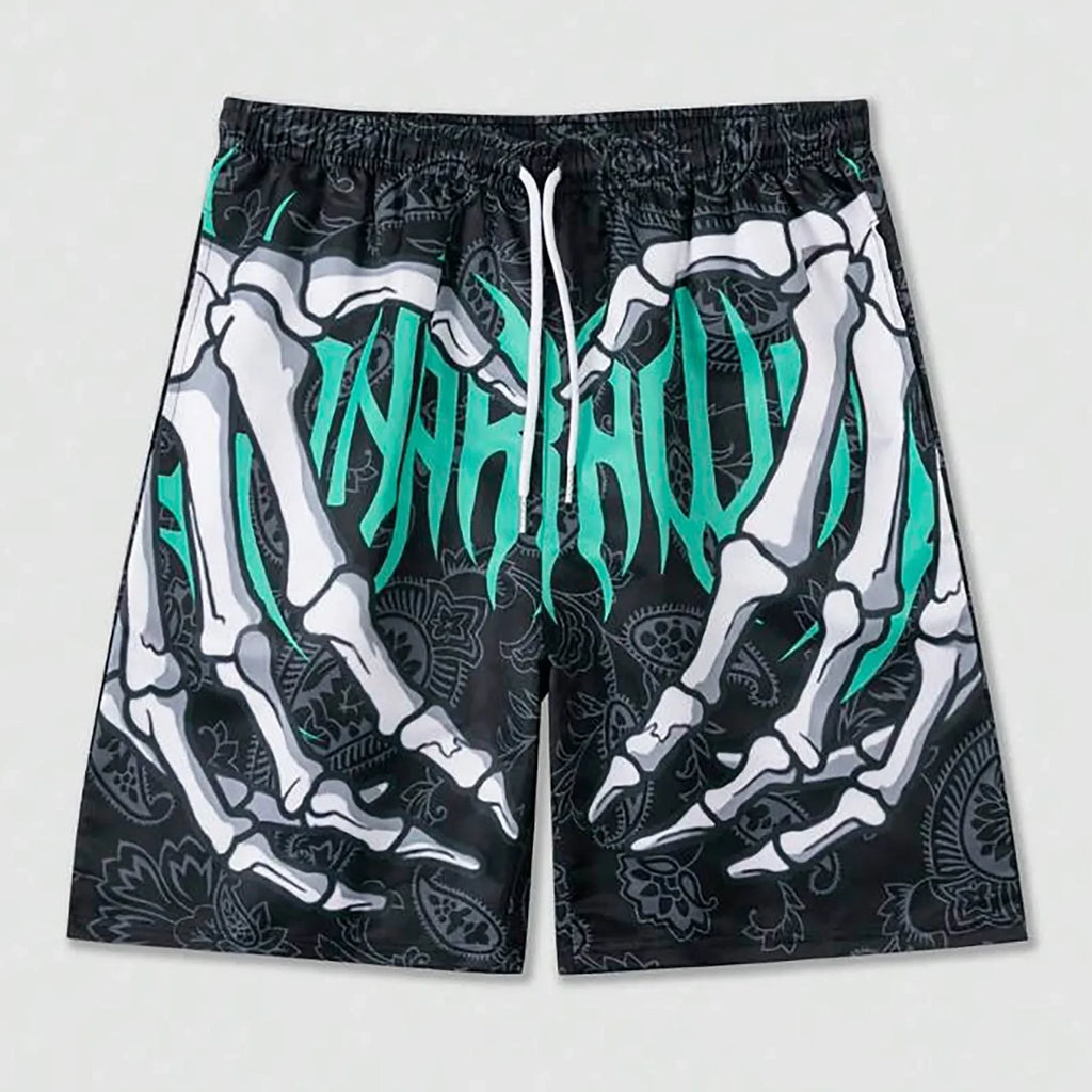 Men's summer skeleton shorts plus size casual men's thin sports running shorts men's jogging sportswear fitness sweatpants