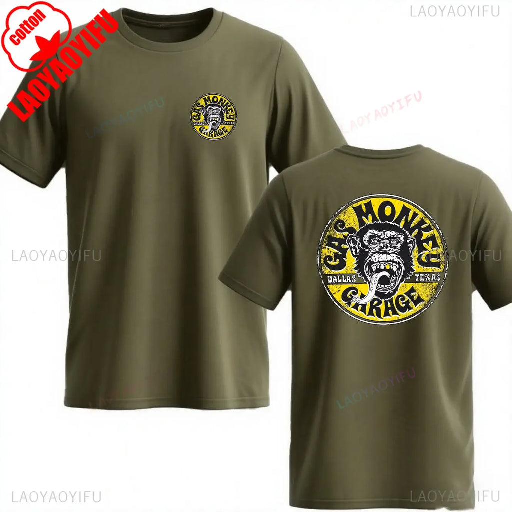 Trending Gas Monkeys Garage Print Short-sleev Hot Sale Vintage Fashion Men T Shirt Unique Classic Streetwear Harajuku Cotton Top