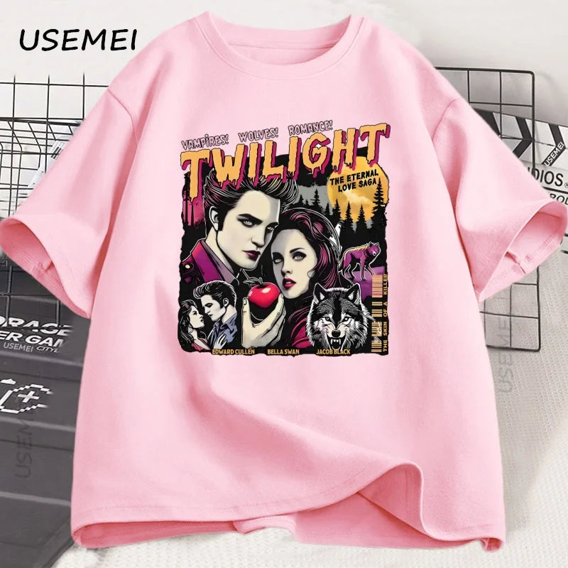 Vintage Twilight Printed T Shirt Book Lover Twilight Saga Comic T-shirt Retro Vampires Romance Tshirt Casual Short Sleeve Tees