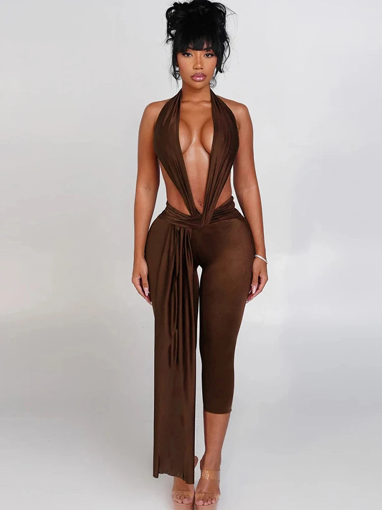 Midnight Temptation Halter Jumpsuit