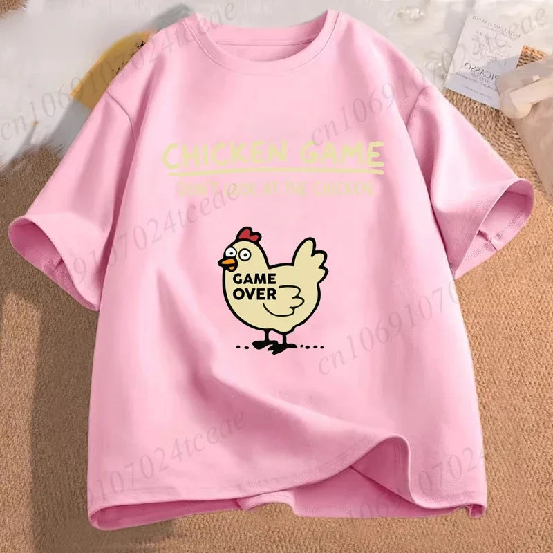 Chicken Game Don't Look At The Chicken Funny Men Tee T-Shirt Printed Graphic T Shirt Tops Fashion Men Women Clothing Ropa Hombre