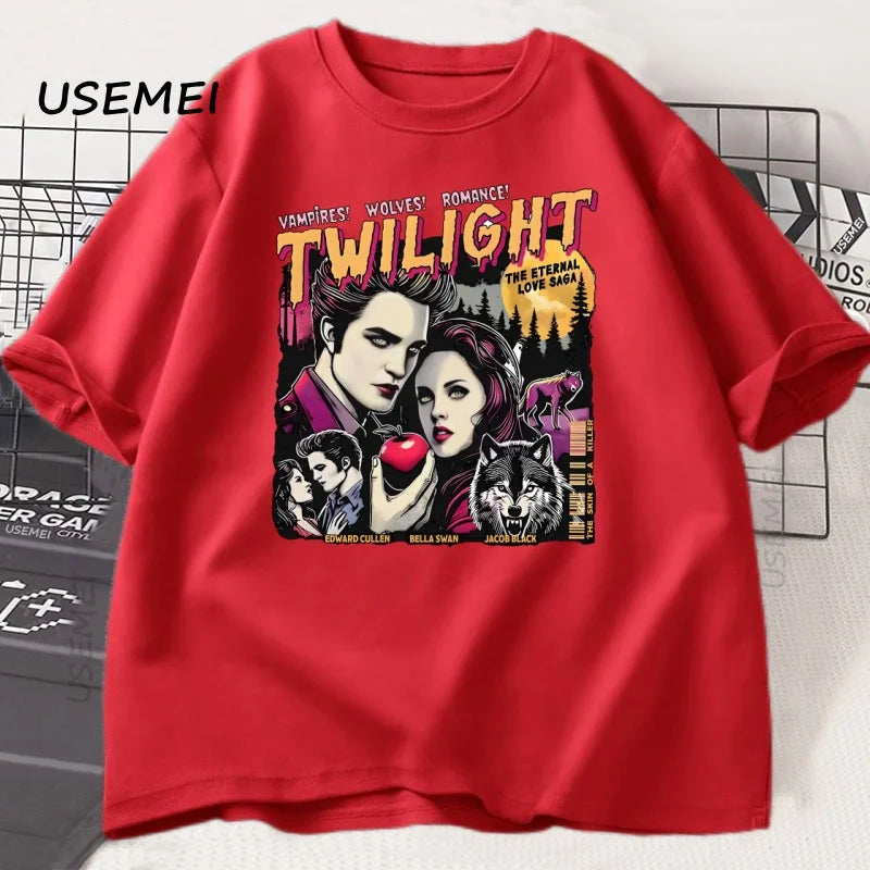 Vintage Twilight Printed T Shirt Book Lover Twilight Saga Comic T-shirt Retro Vampires Romance Tshirt Casual Short Sleeve Tees