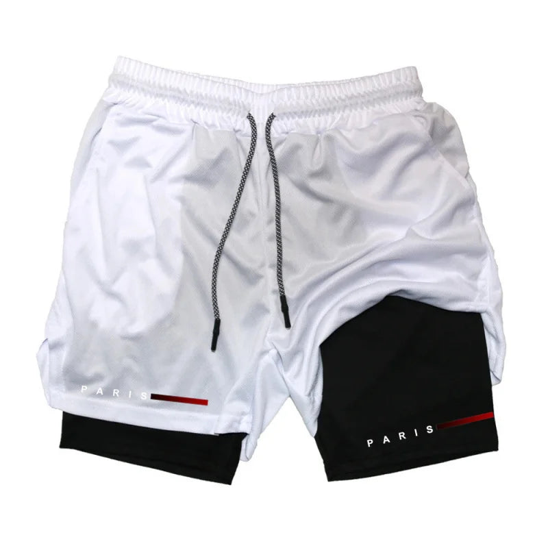 Men Running Shorts 2 in 1 Double-deck Sport Sportswear Gym Fitness Short Pants Training Jogging Bottom Men's Clothing