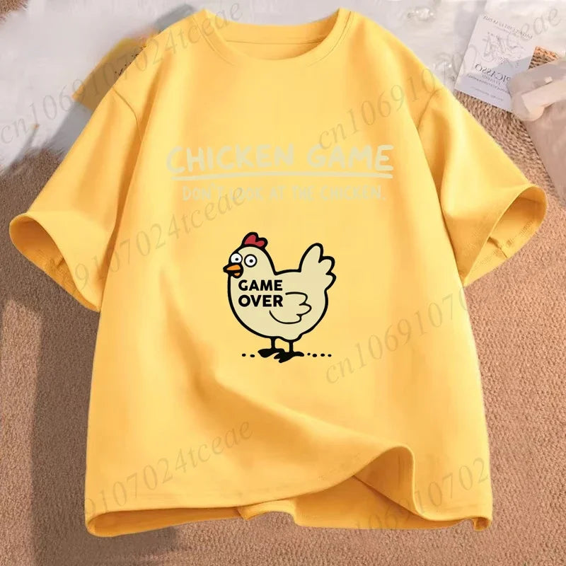 Chicken Game Don't Look At The Chicken Funny Men Tee T-Shirt Printed Graphic T Shirt Tops Fashion Men Women Clothing Ropa Hombre