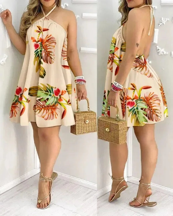 Island Blossom Halter Dress