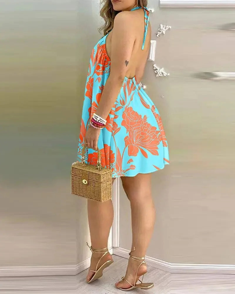Island Blossom Halter Dress