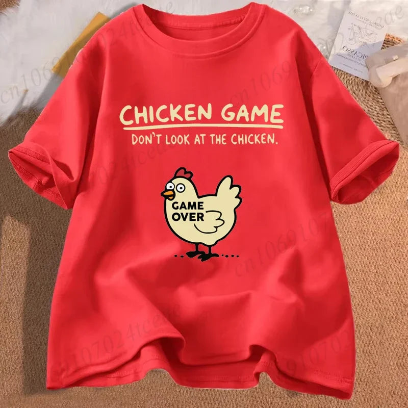 Chicken Game Don't Look At The Chicken Funny Men Tee T-Shirt Printed Graphic T Shirt Tops Fashion Men Women Clothing Ropa Hombre