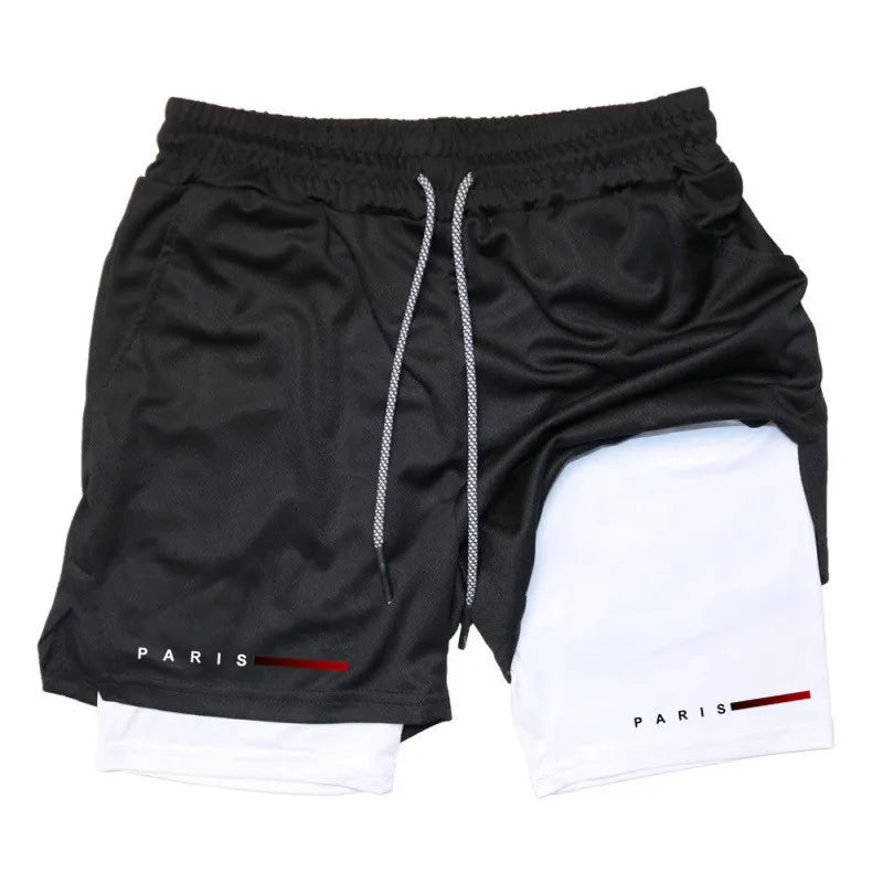 Men Running Shorts 2 in 1 Double-deck Sport Sportswear Gym Fitness Short Pants Training Jogging Bottom Men's Clothing