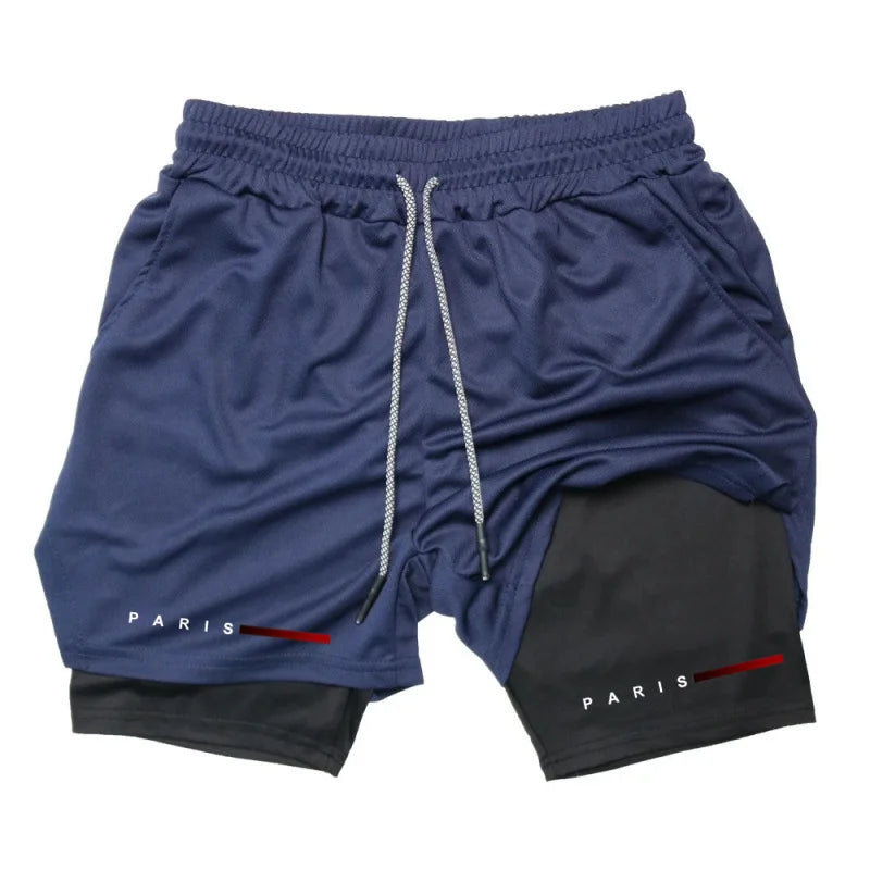 Men Running Shorts 2 in 1 Double-deck Sport Sportswear Gym Fitness Short Pants Training Jogging Bottom Men's Clothing