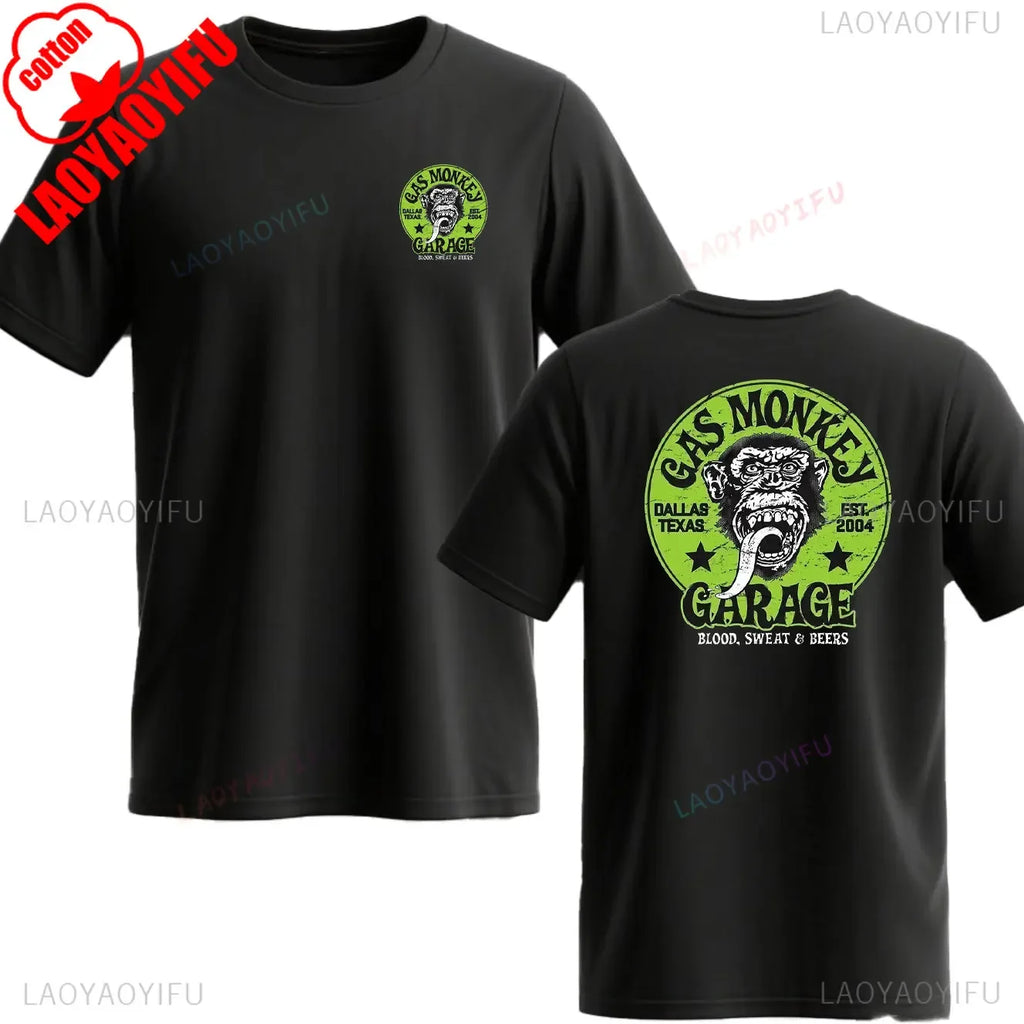 Trending Gas Monkeys Garage Print Short-sleev Hot Sale Vintage Fashion Men T Shirt Unique Classic Streetwear Harajuku Cotton Top