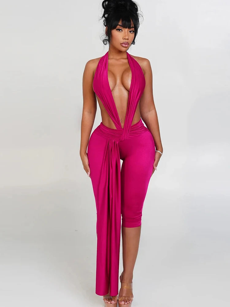 Midnight Temptation Halter Jumpsuit