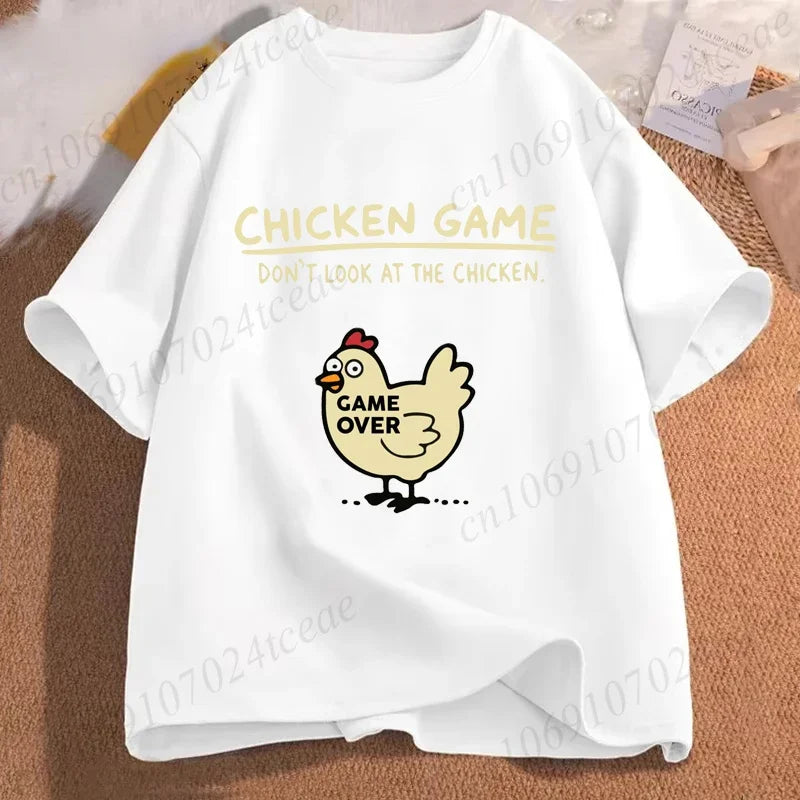 Chicken Game Don't Look At The Chicken Funny Men Tee T-Shirt Printed Graphic T Shirt Tops Fashion Men Women Clothing Ropa Hombre