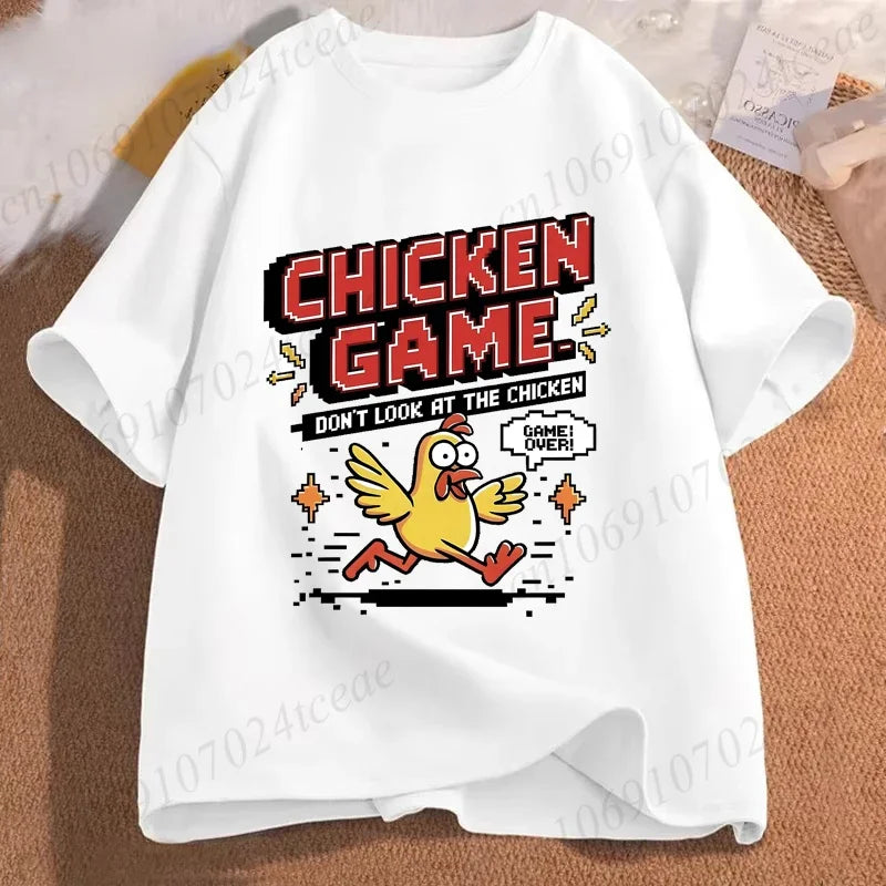 Chicken Game Don't Look At The Chicken Funny Men Tee T-Shirt Printed Graphic T Shirt Tops Fashion Men Women Clothing Ropa Hombre
