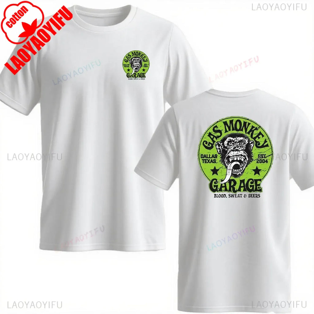 Trending Gas Monkeys Garage Print Short-sleev Hot Sale Vintage Fashion Men T Shirt Unique Classic Streetwear Harajuku Cotton Top